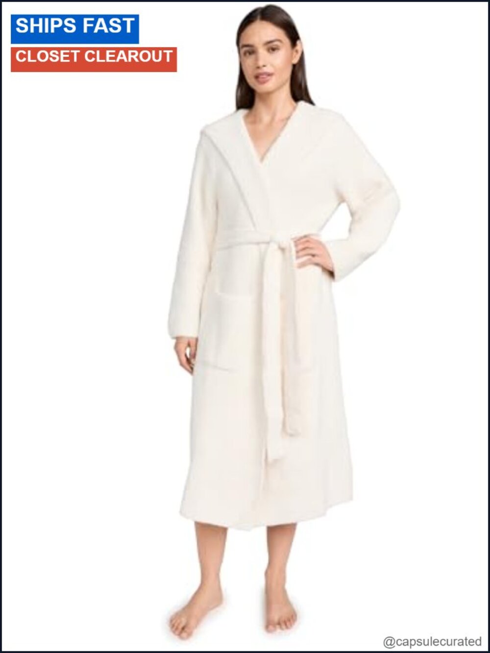 CozyChic Ribbed Hooded Robe Oversized Lounge Bath Robe for Women